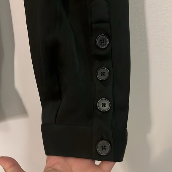 Nili Lotan satin fluid straight leg pant black with buttons at ankle size 2 - Picture 2 of 5